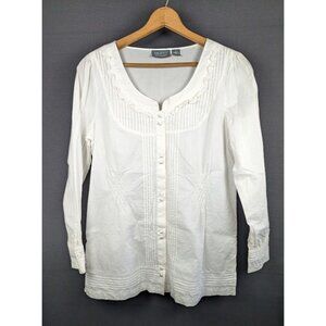 Motto‎ Top Size Medium Cottagecore Ruffle Romantic Boho Button Pintuck Tuxedo